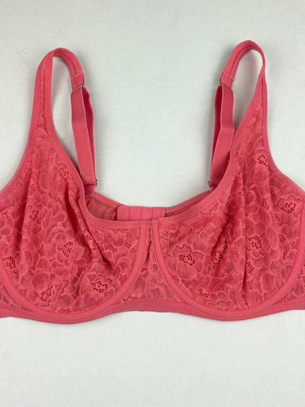 Auden Coral Pink Lace Unlined Scoop Balconette Bra Size 36DD